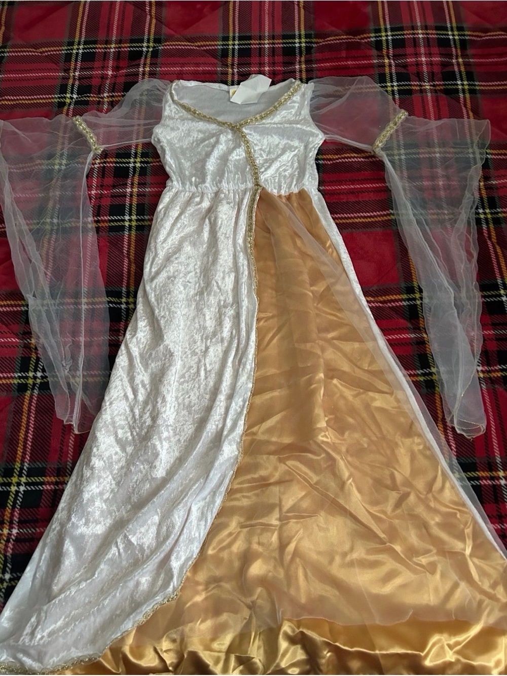 White and Gold Princess Gown for Kids